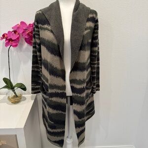 MAXSPORT Women’s Hooded Open Front Long Cardigan Camouflage Sweater Size XS